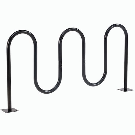 Global Industrial 68L Wave Bike Rack, Black, Flange Mount, 7-Bike Capacity 652778M